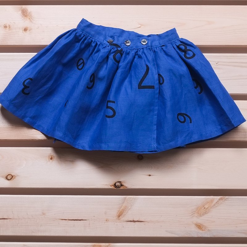 Spring Collection : 1, 2, 3 Linen Flare Skirt Blue 