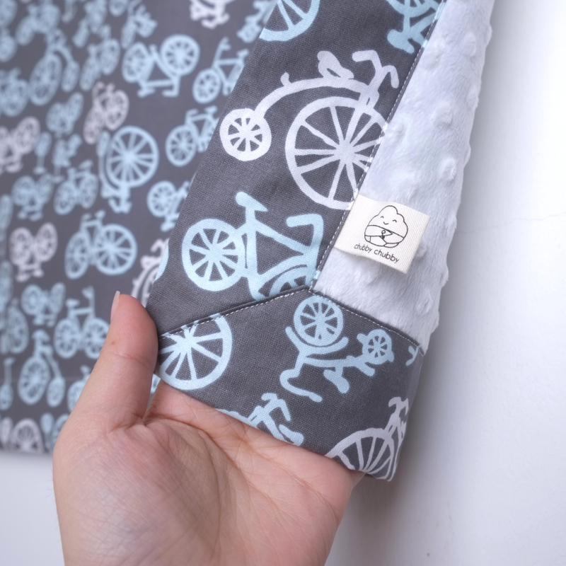 Minky Baby Blanket- Grey Bicycles