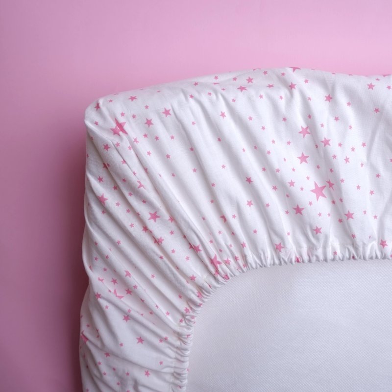 Starry White Pink Cot Fitted Sheets