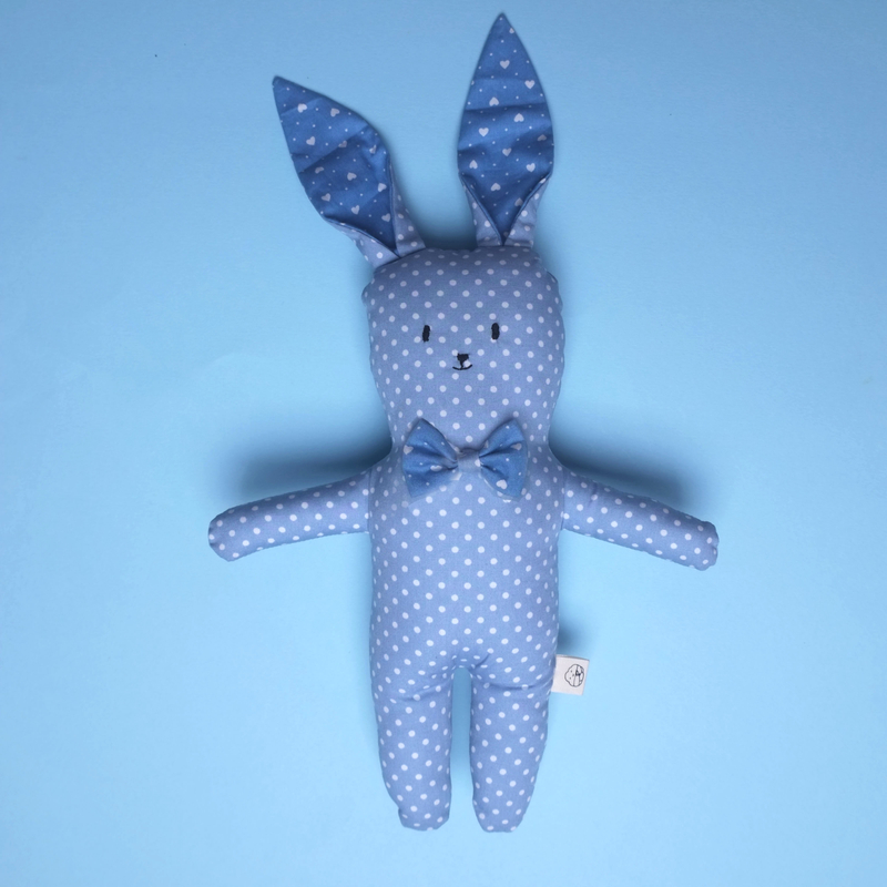 Mr Blue Bow-tie Bunny Rattle Plush Toy