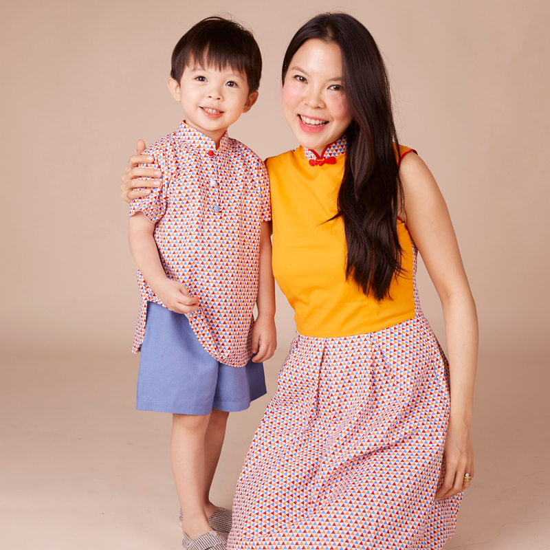 Exclusive Retro Orange Mommy Cheongsam