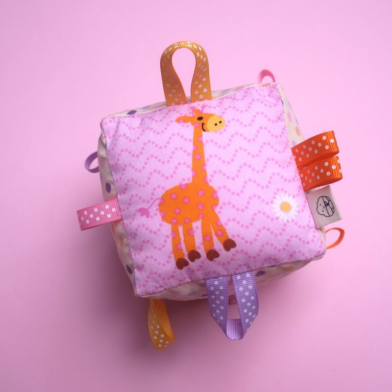 Rattle Cube Sensory Toy- Pink Giraffe