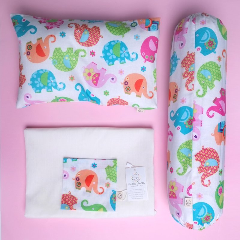Two is better than one bundle- Pillow & Bolster (Colorful Elephants)