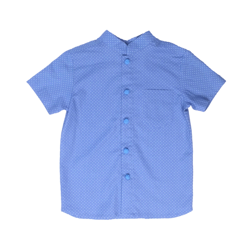 Mini Blue Dots Mandarin Shirt