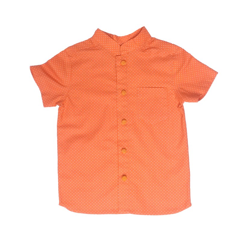 Mini Orange Dots Mandarin Shirt