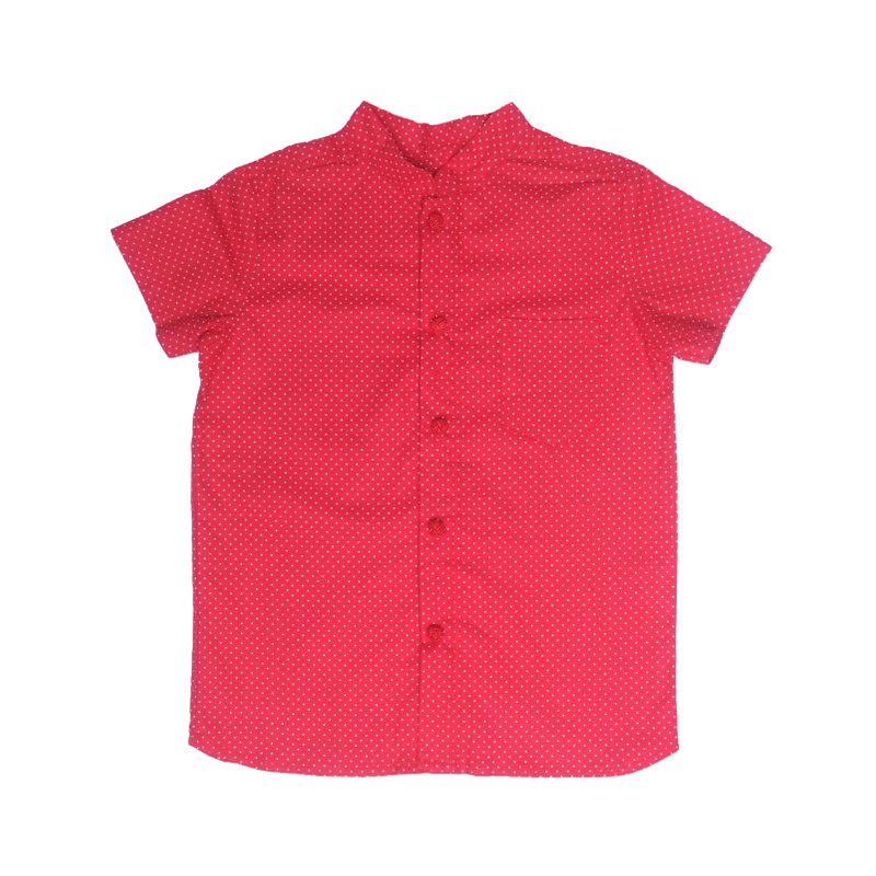 Mini Red Dots Mandarin Shirt