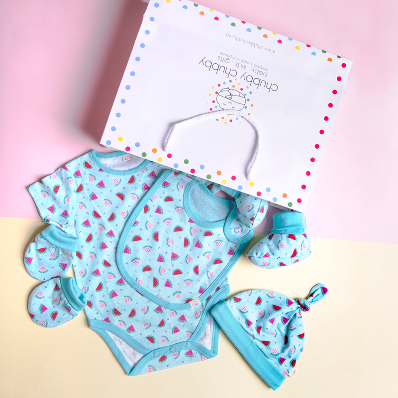 Baby Layette- Teal Watermelons 