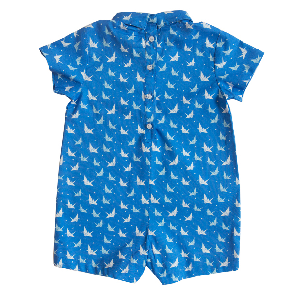 Baby Boy's Mini Collar Romper - Blue Papercranes 