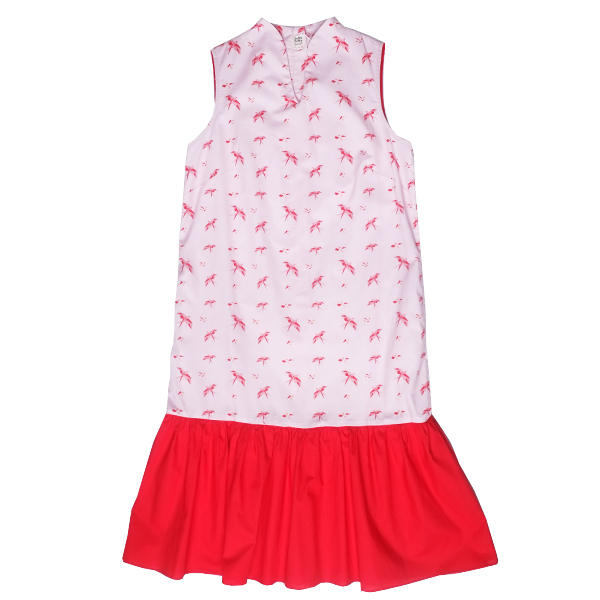 Mommy's Midi Cheongsam - Pink Red Swallows