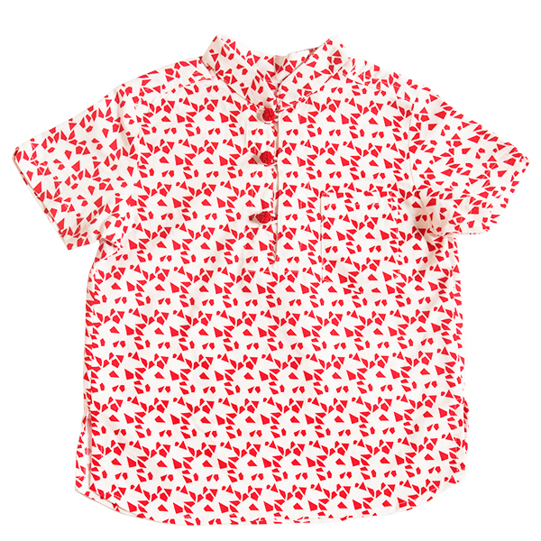 Boy's V-Cut Sleeve Shirt - Red Geometric Shapes