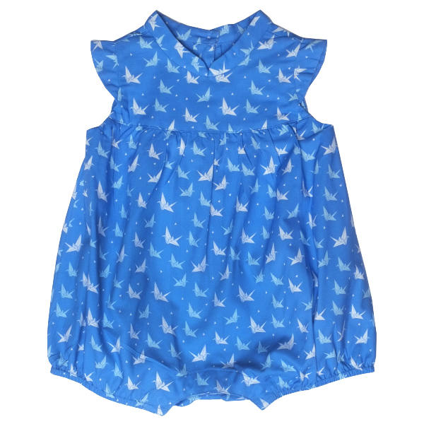 Baby Girl's Bubble Romper - Blue Papercranes