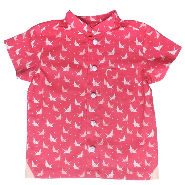 Boy's Tri-Tip Shirt - Coral Papercranes