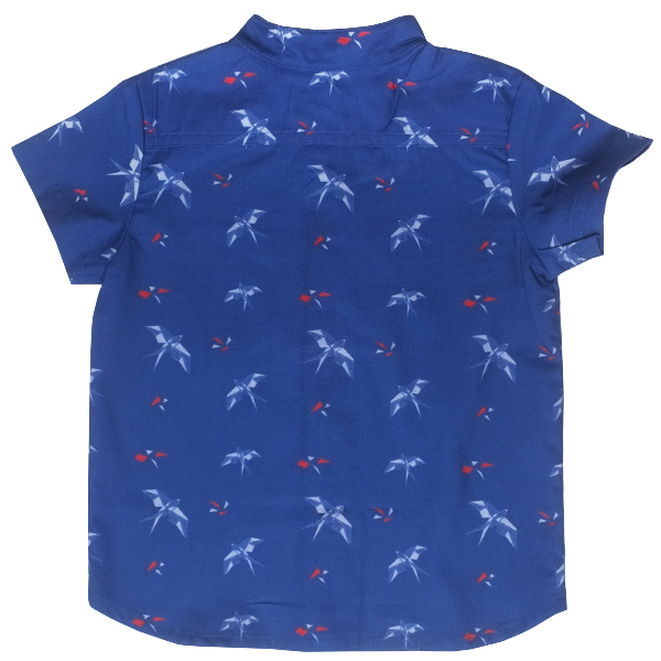 Boy's Mandarin Shirt - Navy Red Swallows 