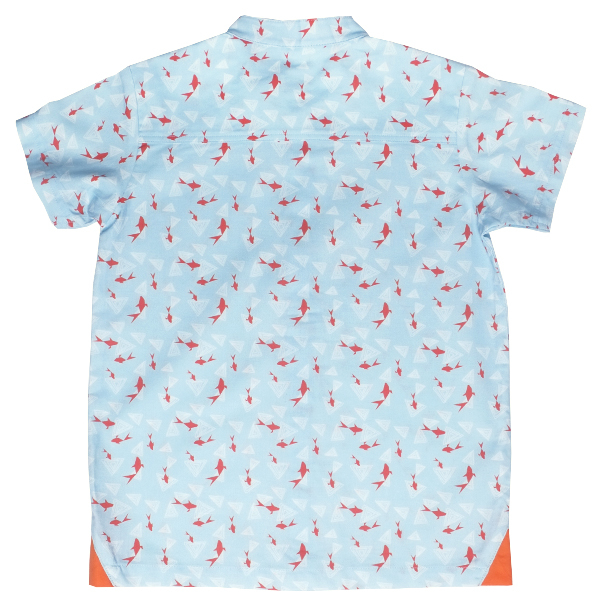 Boy's Tri-Tip Shirt - Baby Blue Goldfish