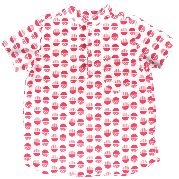 Boy's V-Cut Sleeve Shirt - Red Orange Circles