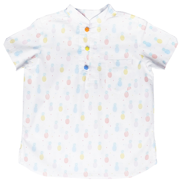 Boy's V-Cut Sleeve Shirt - Pastel Pineapples 