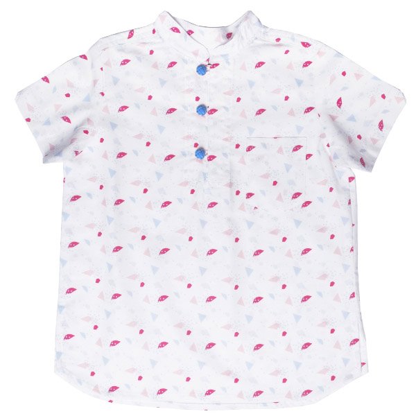 Boy's V-Cut Sleeve Shirt - Pastel Geometric Shapes