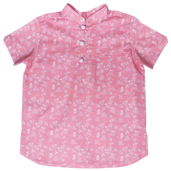 Boy's V-Cut Sleeve Shirt - Pink Blue Koi 