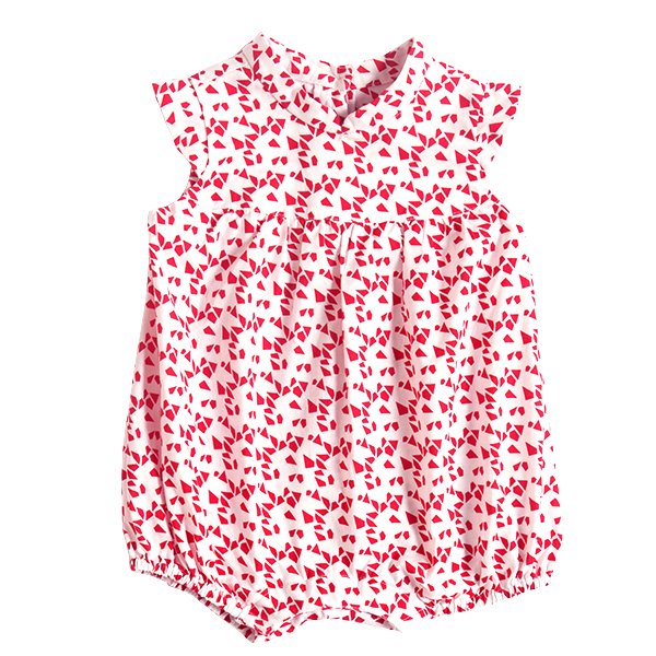 Baby Girl's Bubble Romper - Red Geometric Shapes