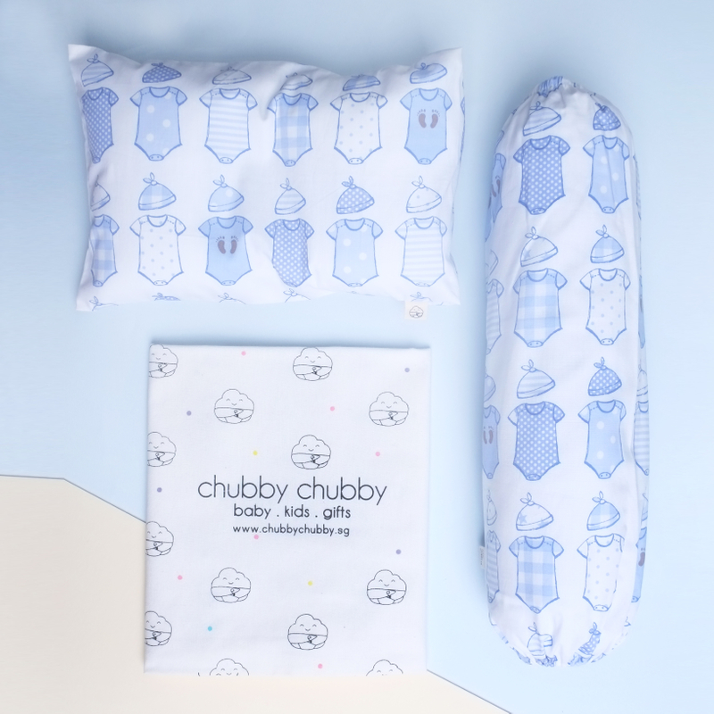 Two is better than one bundle- Pillow & Bolster Baby Onesies- Blue