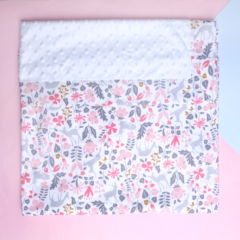 Minky Baby Blanket- Enchanted Forest Dusty Pink