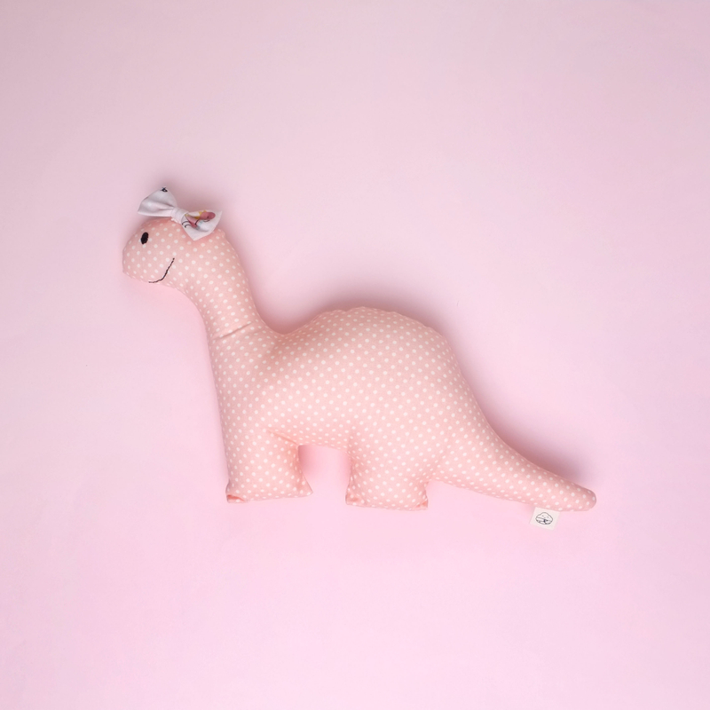 Dusty Pink Rattle Dino Plush Toy 
