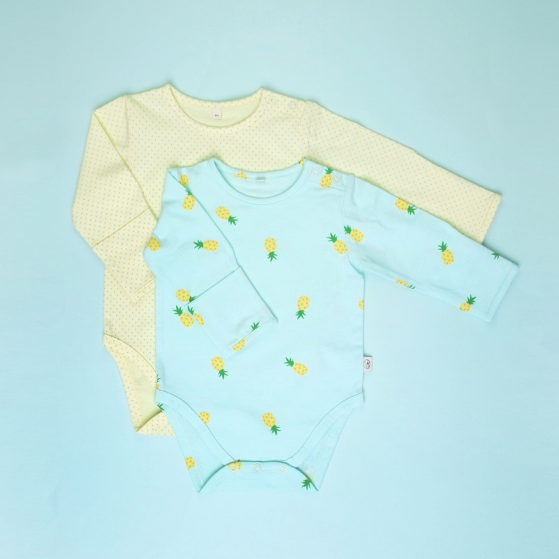 Baby Basics - Long sleeve duo Pineapples Mint
