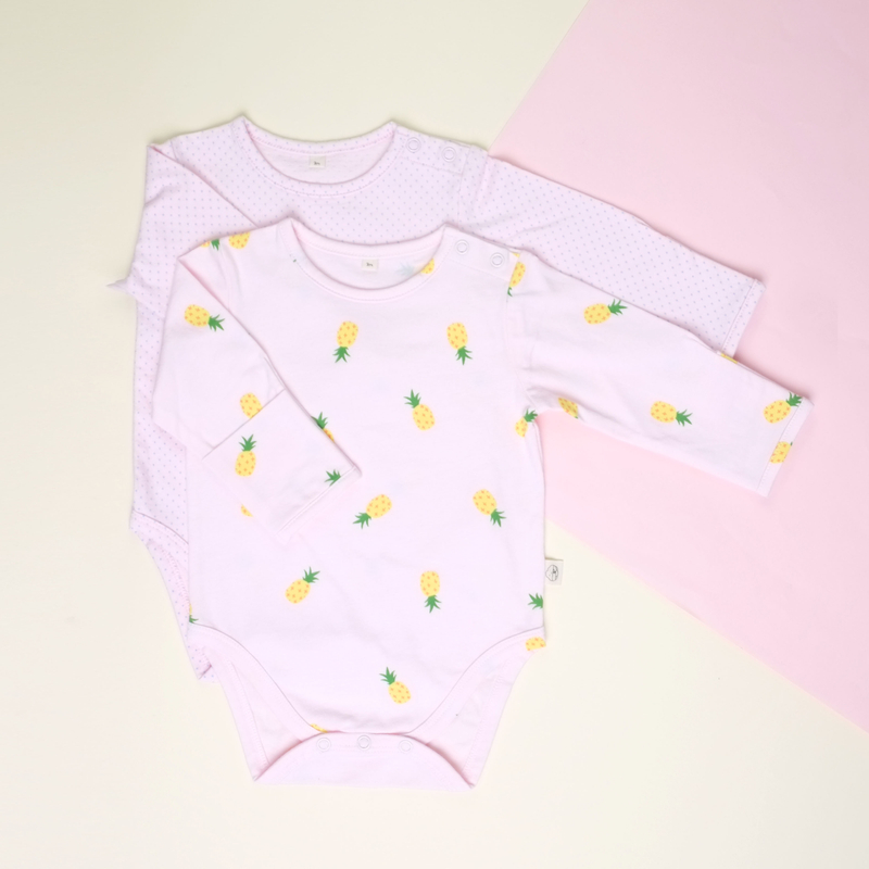 Baby Basics - Long sleeve duo Pineapples Pink