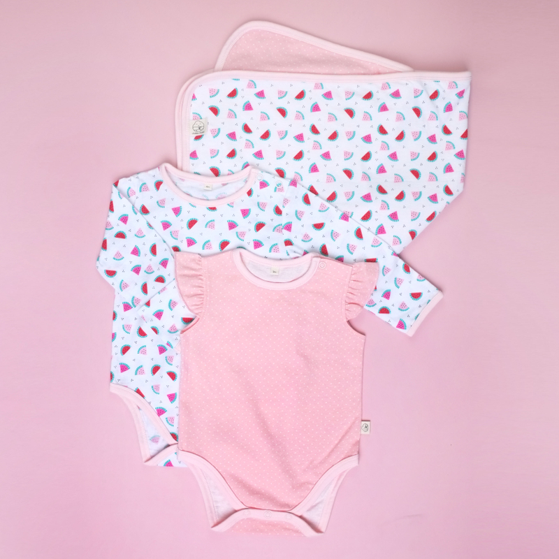 Baby Onesies with Blanket- Watermelon Pink