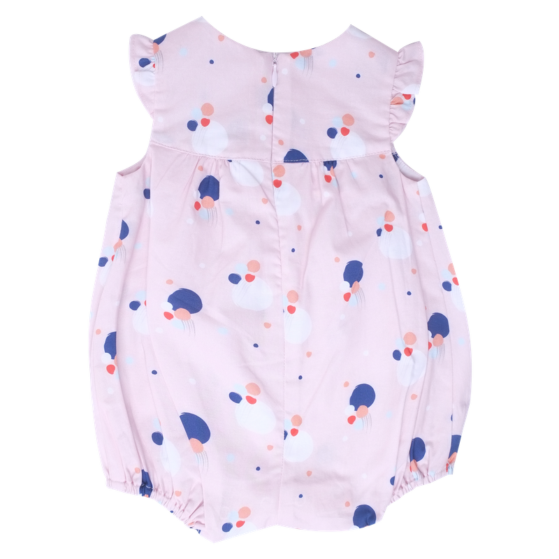 Baby Girl's Bubble Flutter Sleeve Romper - Pink Confetti