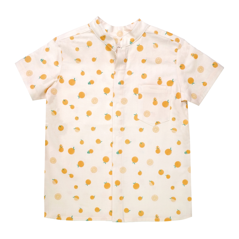 Boy's Mandarin Shirt - Ji-Oranges Beige 
