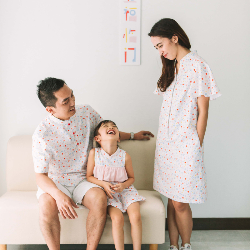 Mommy's Shirt Cheongsam - Playful Blocks - Pastel 