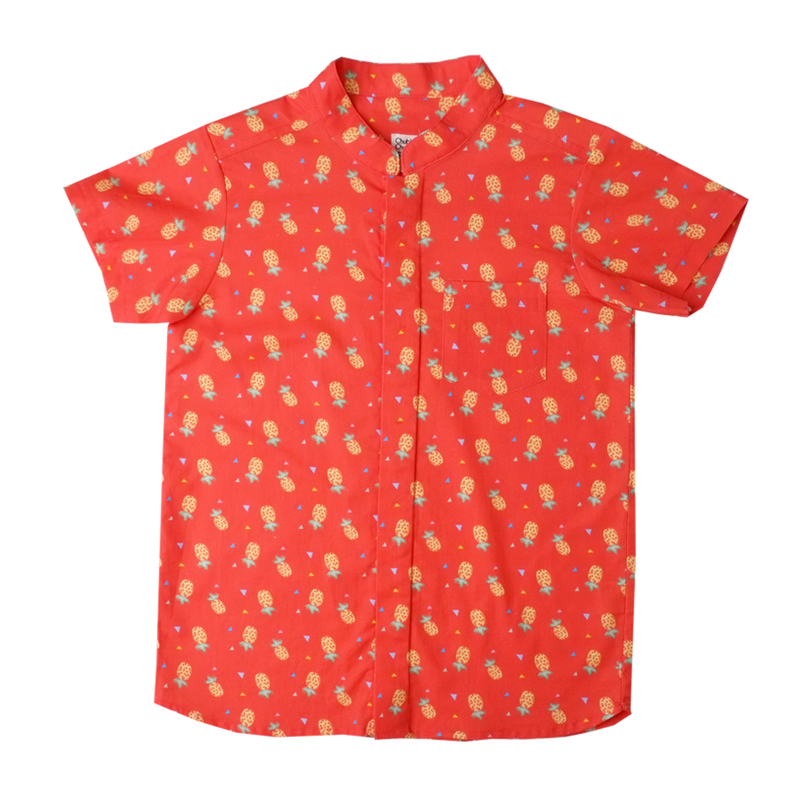 Boy's Mandarin Shirt - Wang Pineapple Orange