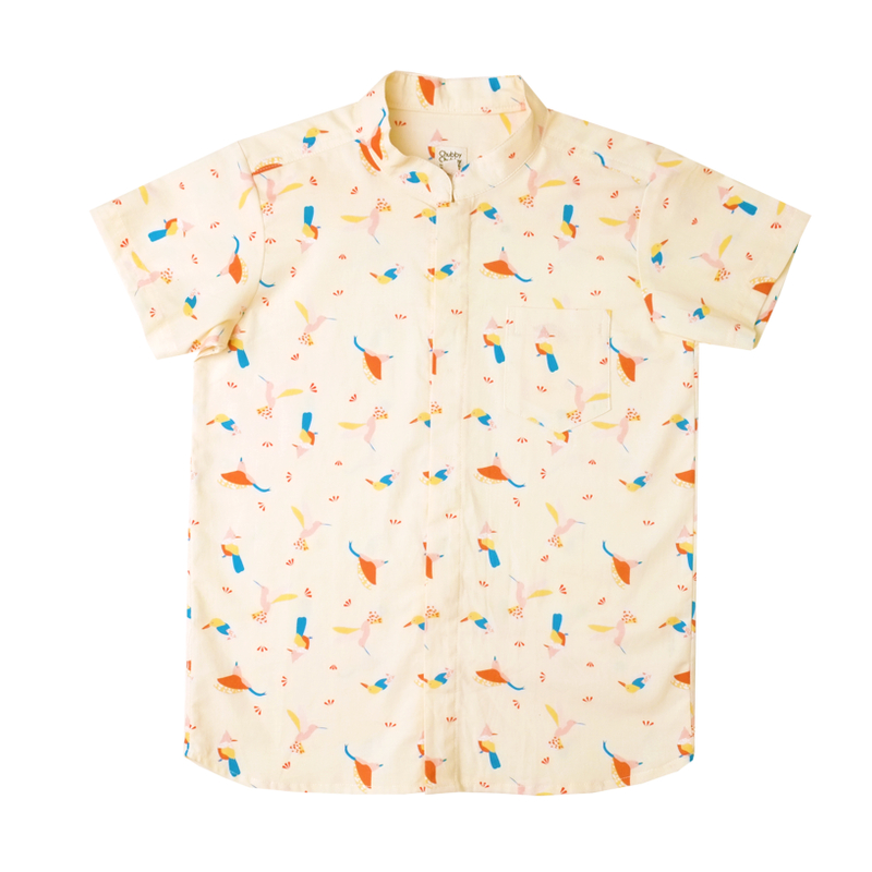 Boy's Mandarin Shirt - Prosperity Bird - Yellow