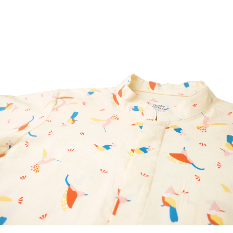Boy's Mandarin Shirt - Prosperity Bird - Yellow