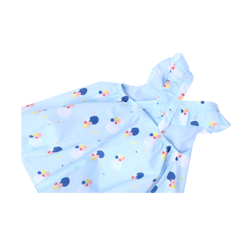 Flutter Cross Back Bubble Dress-Baby Blue Confetti 
