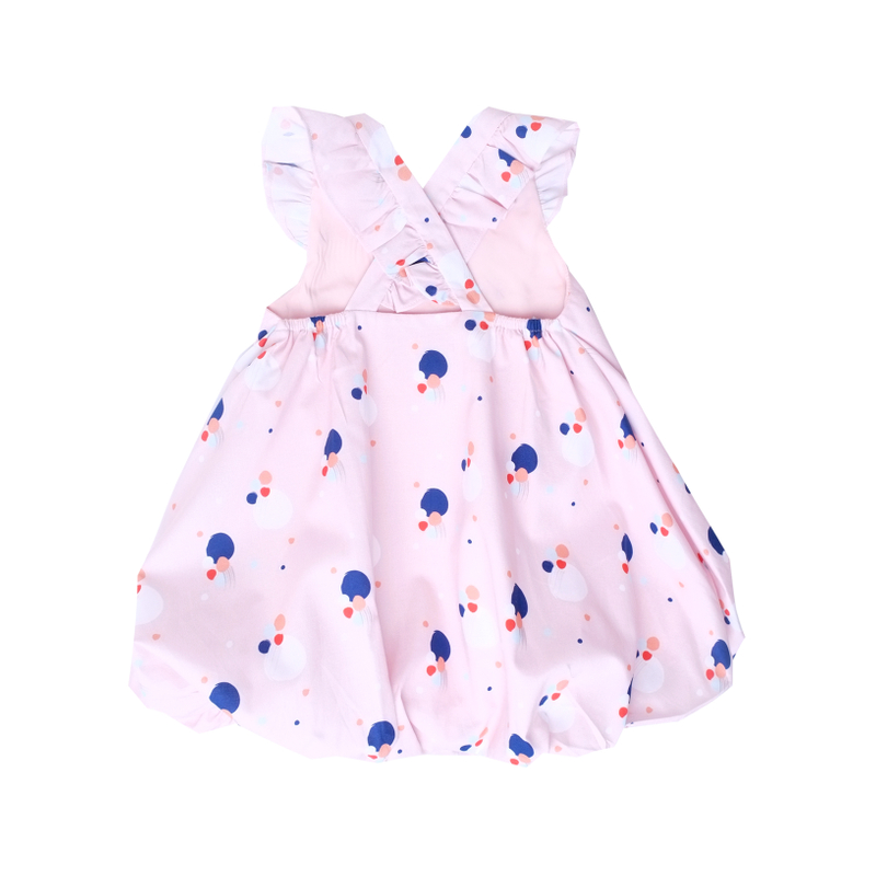 Flutter Cross Back Bubble Dress- Pink Confetti