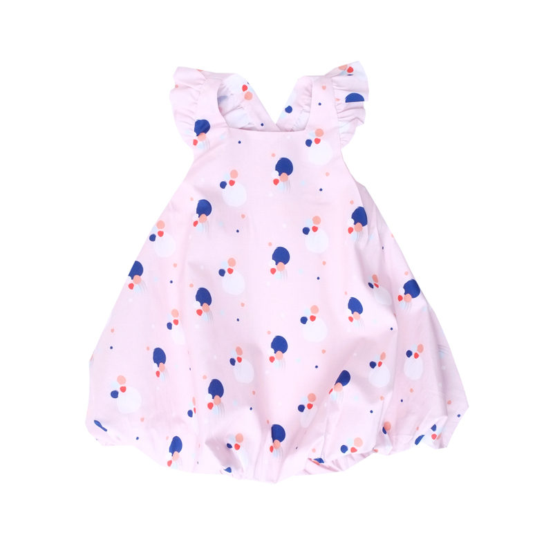 Flutter Cross Back Bubble Dress- Pink Confetti