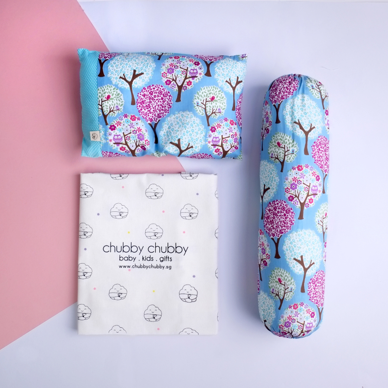 Two is better than one bundle- Pillow & Bolster Owl in the Forest Blue