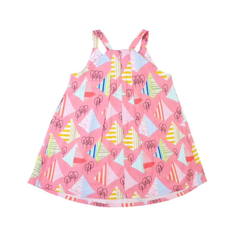Pink Graphic Forest Pleat Dress 