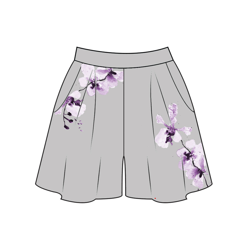 Tanglin Orchird Ladies Chikurin Shorts (Light Grey)