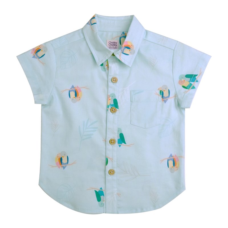 Boy's Shirt - Mint Lovebirds