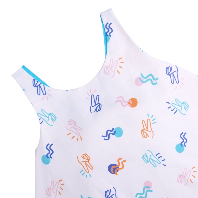 Girls' Bubble Tie Back Dress - White Victory Yay