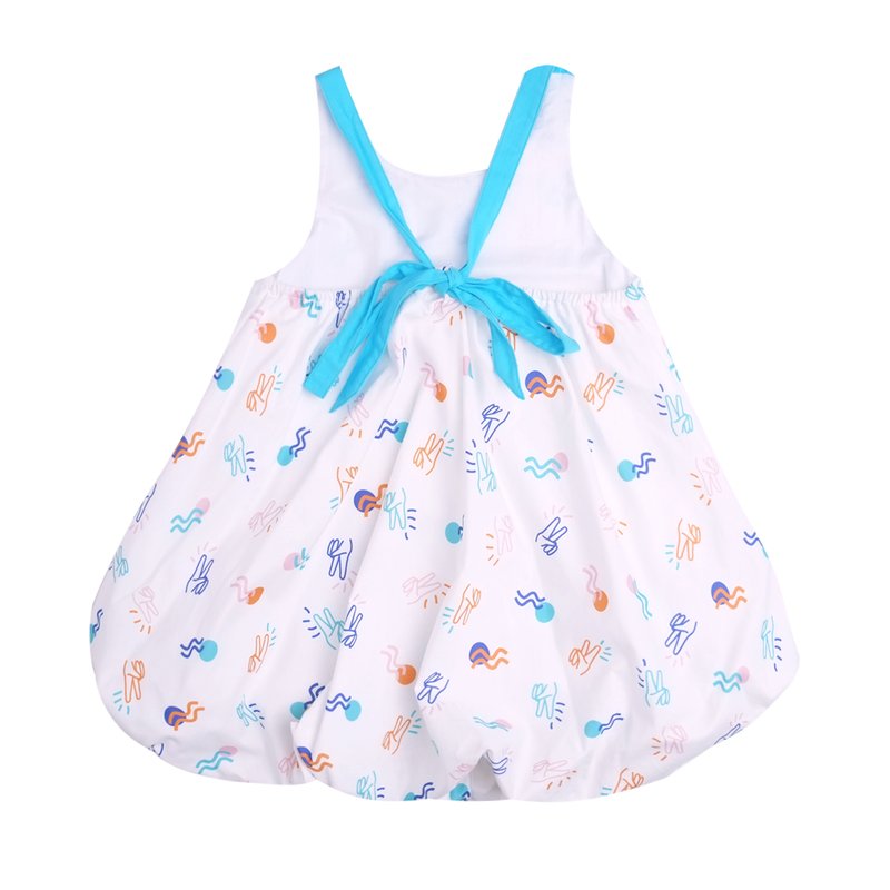 Girls' Bubble Tie Back Dress - White Victory Yay