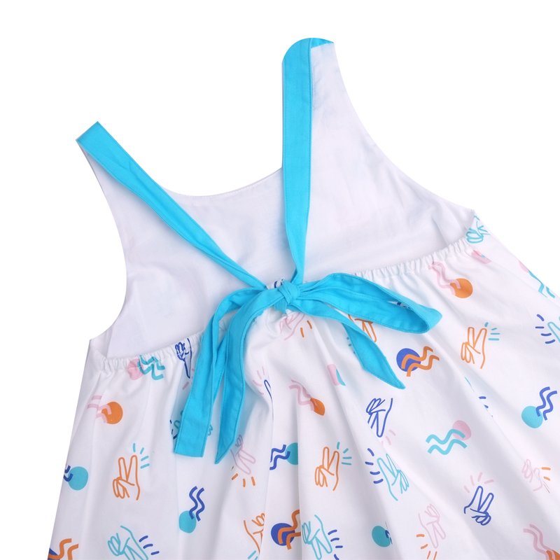 Girls' Bubble Tie Back Dress - White Victory Yay