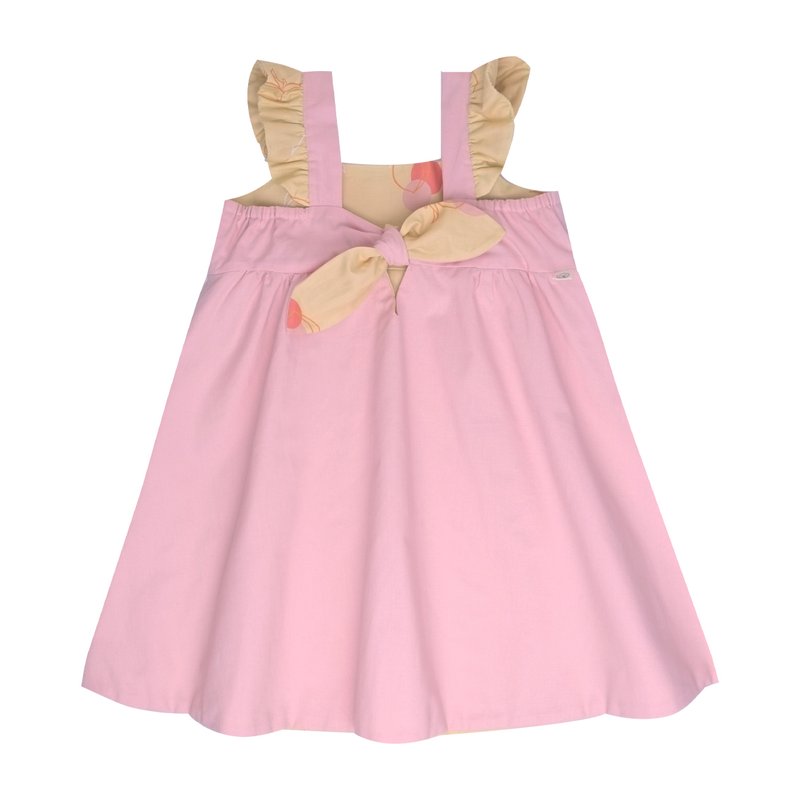 Girls' Reversible Sweet Bow Dress - Yellow Longevity Peaches