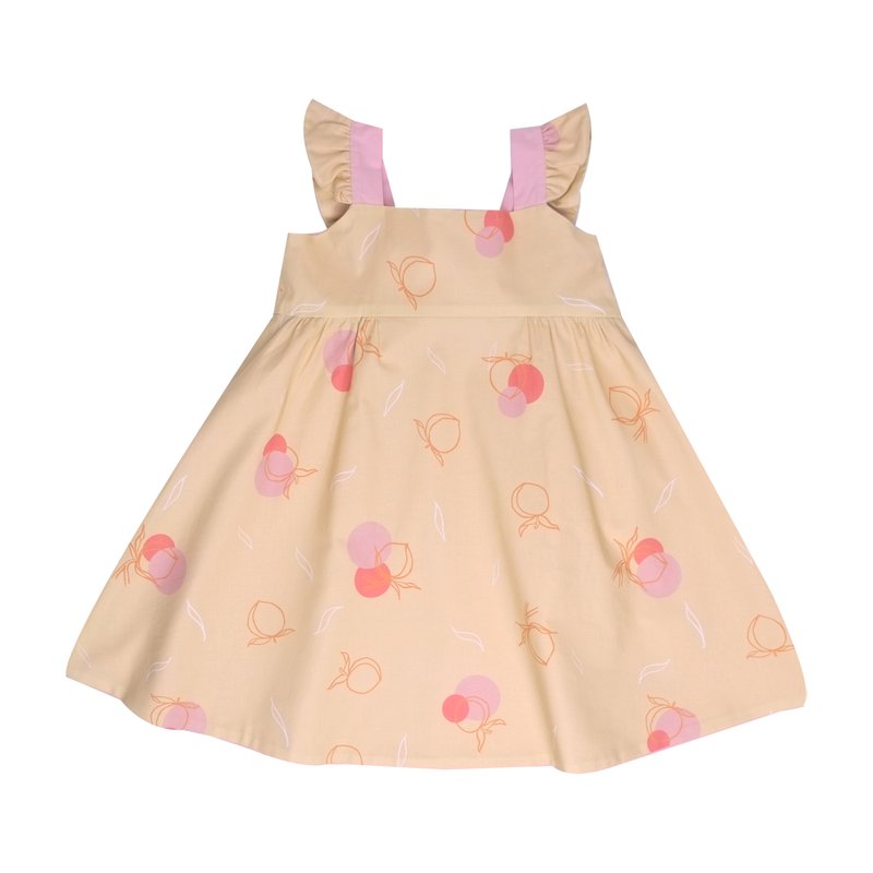 Girls' Reversible Sweet Bow Dress - Yellow Longevity Peaches