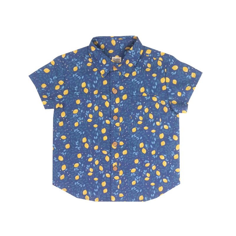 Boys Shirt - Festive Lemon Navy