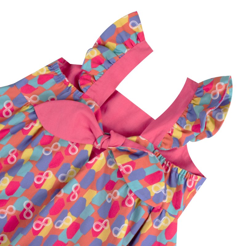 Girls' Reversible Sweet Bow Dress - Colorful Infinity Huat 