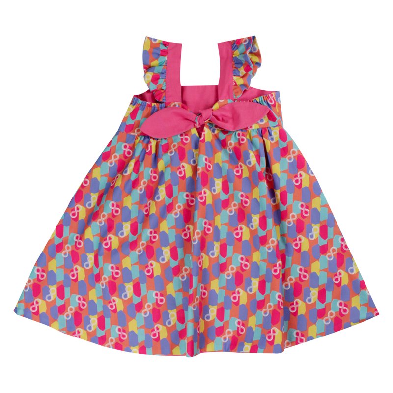 Girls' Reversible Sweet Bow Dress - Colorful Infinity Huat 